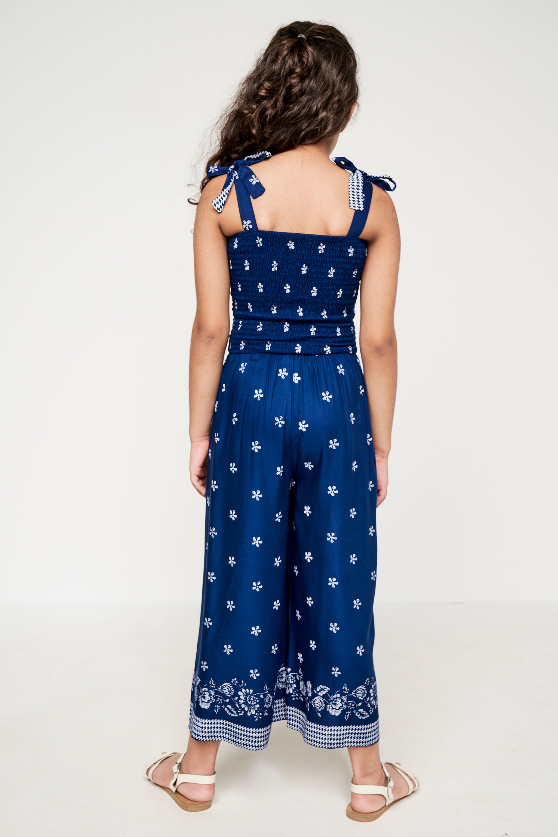 Indigo Floral Sleeveless Jump Suit, Indigo, image 4